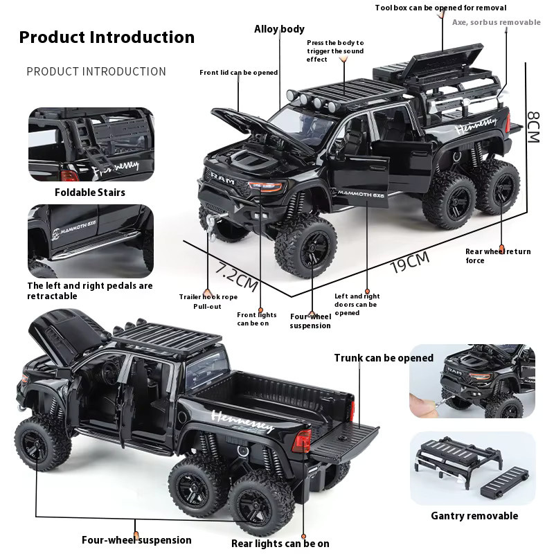 Maisto RAM 1500 TRX 6X6 Tyrannosaurus Rex, Pickup Legierung Auto Modell, 1:32, mit Sound und Licht - Bild 3