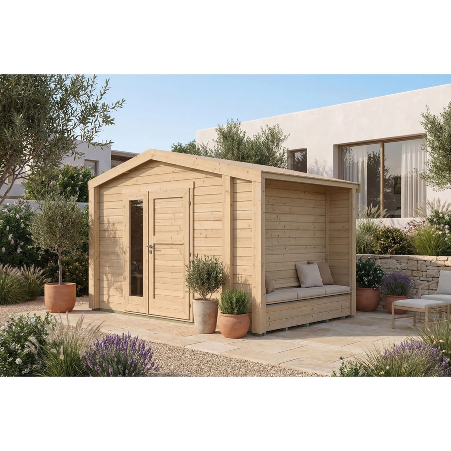 Weka Holz-Gartenhaus Killarney mit Satteldach in Natur Braun B: 361 cm, T: 313 cm, H: 246 cm - Bild 2