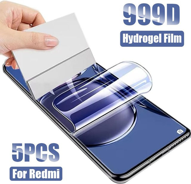 5 Stück Hydrogel-Displayschutzfolie für Xiaomi Redmi Note 15 14 13 12 11 Pro 11S 12S 5G sowie Redmi 15 15C 14C 13C 12C, transparent, weiche Folie - Bild 1