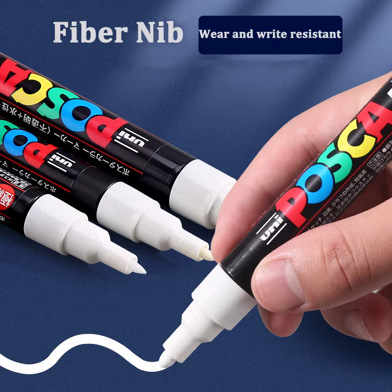 Uni Poscas Acryl Marker Permanent Wasserfest mit Bullet-Spitze für Graffiti und Zeichnungen in Mehrfarbig und Weiß - Bild 2