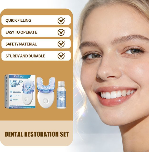 Oralhoe Zahnausbesserungsset, Formbares Gel mit blauem Aushärtungslicht, Unisex - Bild 1