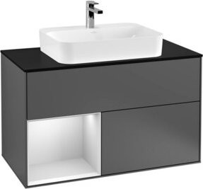V&B Finion Waschtischunterschrank mit LED-Beleuchtung und Regalfach, Anthrazit, Breite: 100 cm - Bild 1