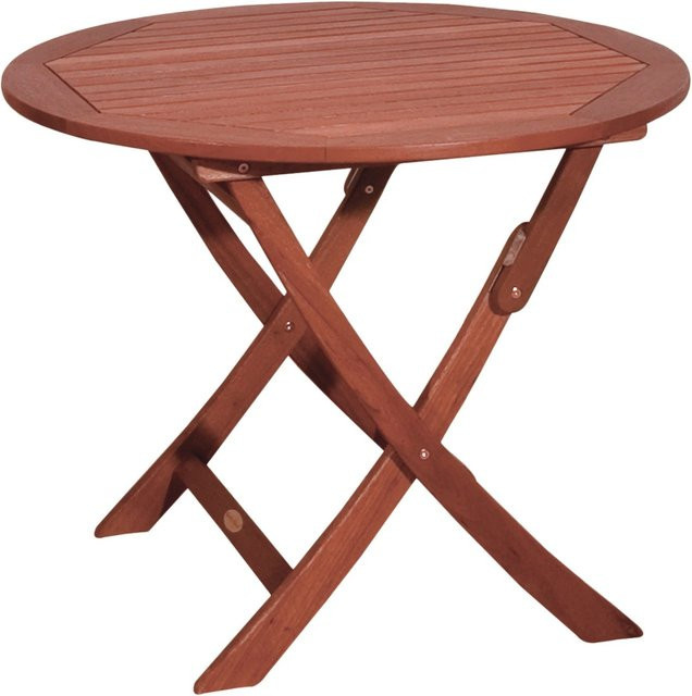 Garden Pleasure Klapptisch Stockholm Rund aus Eukalyptus-Holz in Braun, Durchmesser: 90 cm - Bild 1