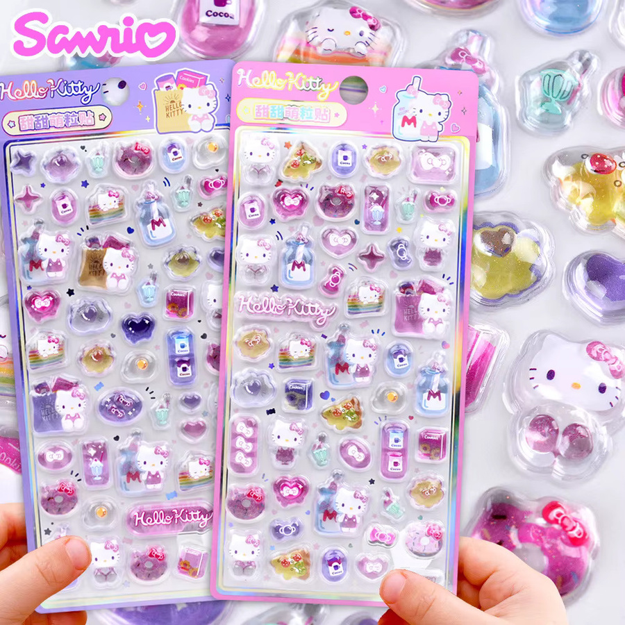 Sanrio Hello Kitty Kuromi Melody 3D-Aufkleber, DIY Kristall Dekorative Aufkleber - Bild 1