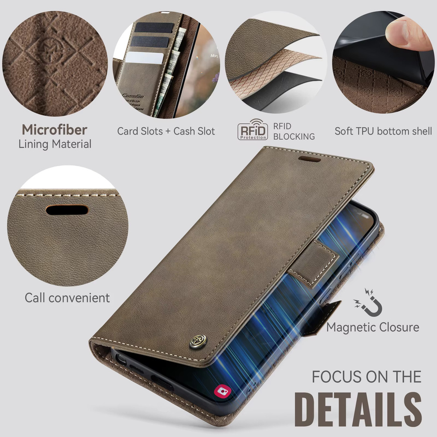 Lederhülle aierkeba Business Magnetkarten-Slot-Wallet Book Cover für Samsung Galaxy S26 Ultra S25 S24 S23 S22 Note 20 Ultra 10 Plus in Braun - Bild 3