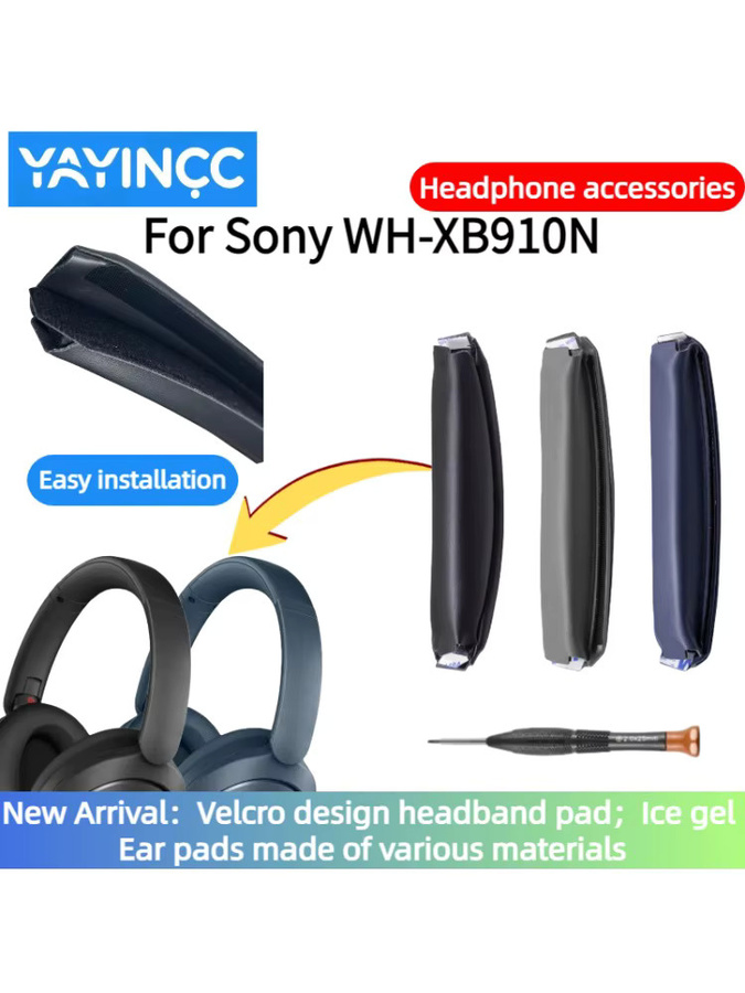 Sony Ersatz Kopfbalkenabdeckung mit Klettverschluss und Schnalle für WH-XB910N Kopfhörer in Schwarz - Bild 4