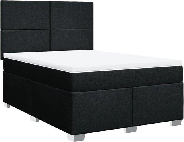 vidaXL Boxspringbett mit Matratze Schwarz B/T/H: 140 x 190 cm - Bild 1