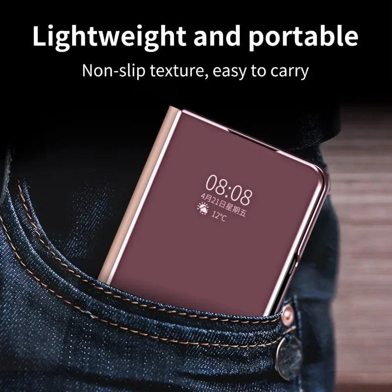 Spiegel Smart Protect Leder Flip Hülle mit Ständer Funktion für Samsung Galaxy S25 S26 Ultra S24 Plus S23 Plus S21 S20 FE transparent - Bild 2