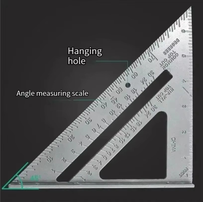 Präzises 7-Zoll Dreieckslineal aus Aluminiumlegierung in Silber für die Holzbearbeitung und Messung - Bild 4