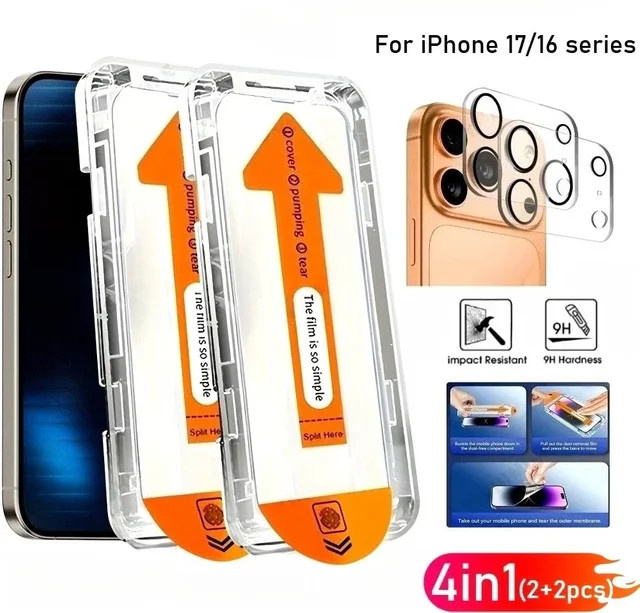 DIXSG 4-in-1 Ultra HD gehärtetes Glas Schutzset für iPhone 15 14 13 12 Pro Max Plus Mini und iPhone 16 in Transparent - Bild 1