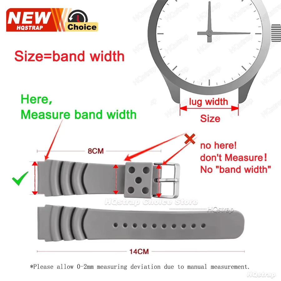 HQstrap Uhrenarmband Silikon, Schwarz, 20mm 22mm, Unisex - Bild 3