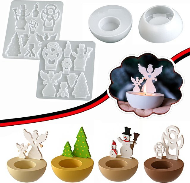 UDOCOOL Silikonform für runde Kerzenhalter und Gipsfiguren zur Weihnachtsdekoration in Weiß - Bild 1