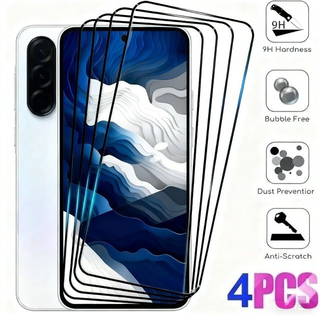 4er-Pack Ultraklare Displayschutzfolie aus gehärtetem Glas für Samsung Galaxy A05 A16 A25 A36 A55 A56 A15 A26 A35 A41 A53 A73 in Transparent - Bild 1