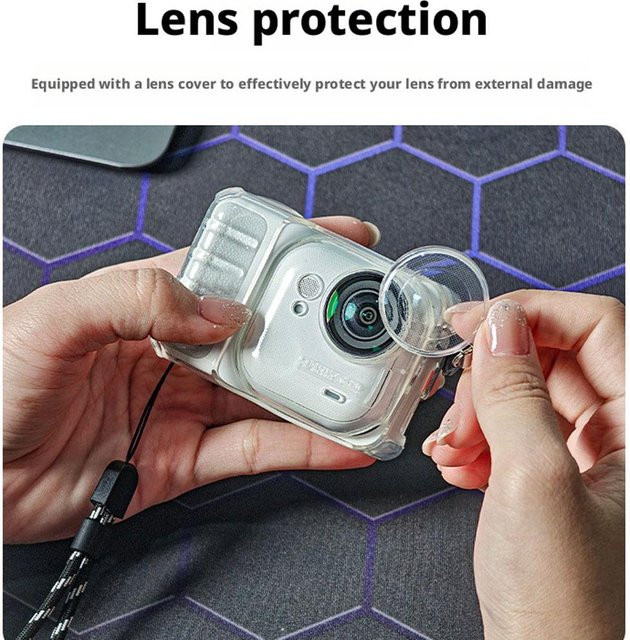 Transparente TPU Schutzhülle für Insta360 Go Ultra mit Objektivkappe und Lanyard zur Wärmeableitung und zum Sturzschutz - Bild 1