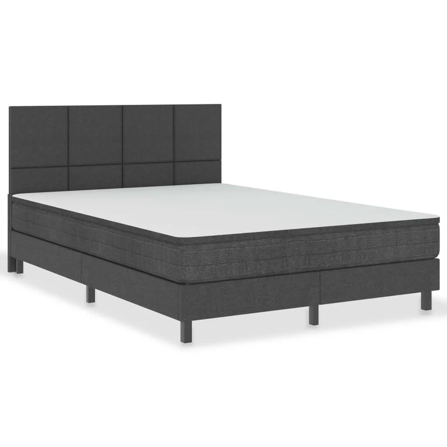 vidaXL Boxspringbett Hybrid in Dunkelgrau aus Stoff mit Schaumfüllung B/T/H: 140 x 200 x 116 cm - Bild 2