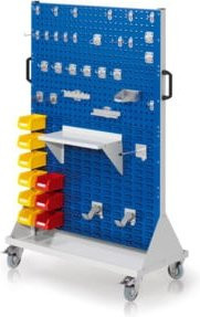Kappes RasterMobil Rollbarer Rollcontainer Gr. 4 in Grau und Blau mit 4 Loch- und 4 Schlitzplatten, abschließbar, Höhe: 158 cm - Bild 1