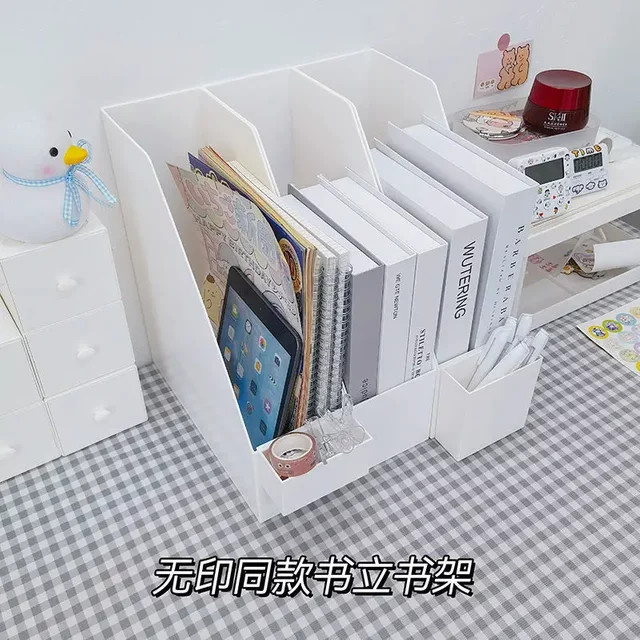 Desktop-Aufbewahrungsbox aus Kunststoff in Weiß für Schreibtisch und Arbeitszimmer mit mehreren Fächern - Bild 1