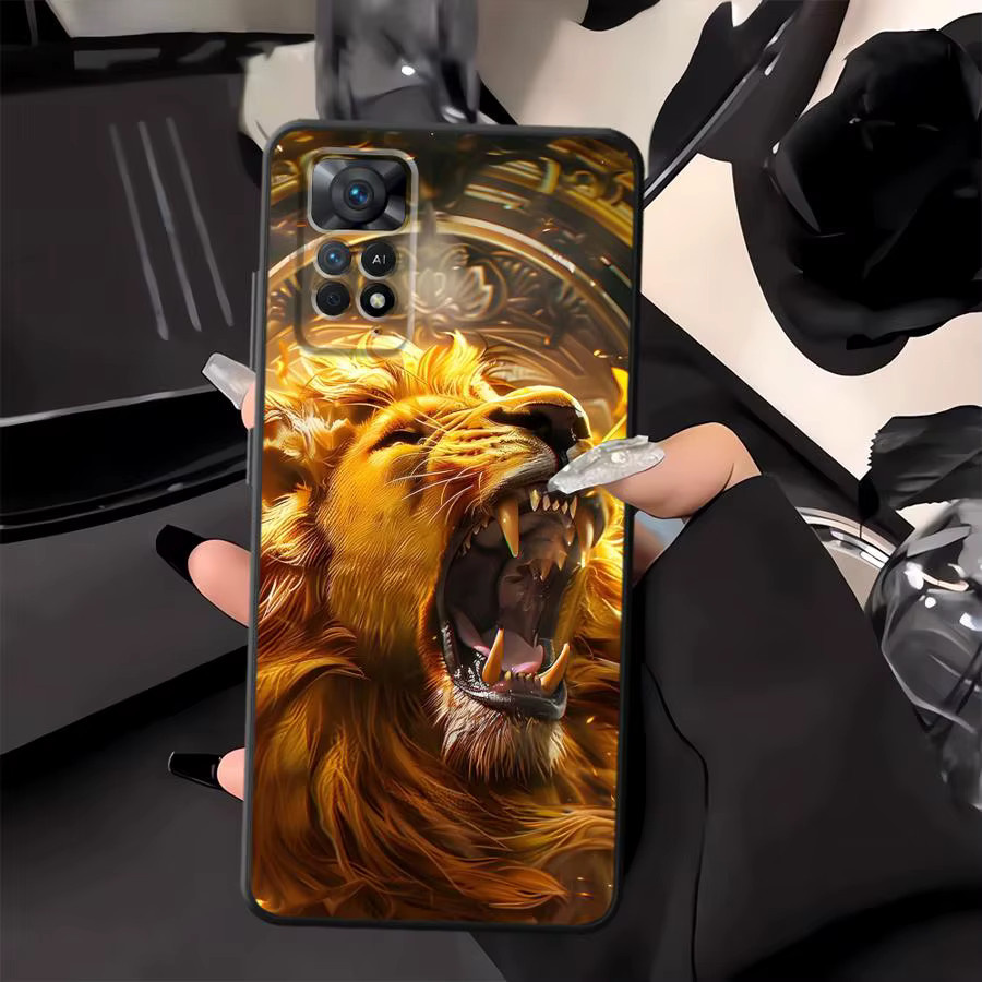Weiche Handyhülle mit Tiger-Löwen-Design für Xiaomi Redmi Note Serie in Schwarz und Multicolour - Bild 3
