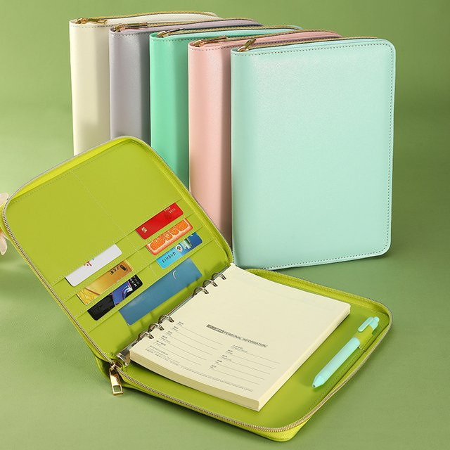 Coliky A5 Ziip Tasche aus PU Leder in Makronen Farben für DIY Binder, Fotokarten und Tagebuch-Planer - Bild 1