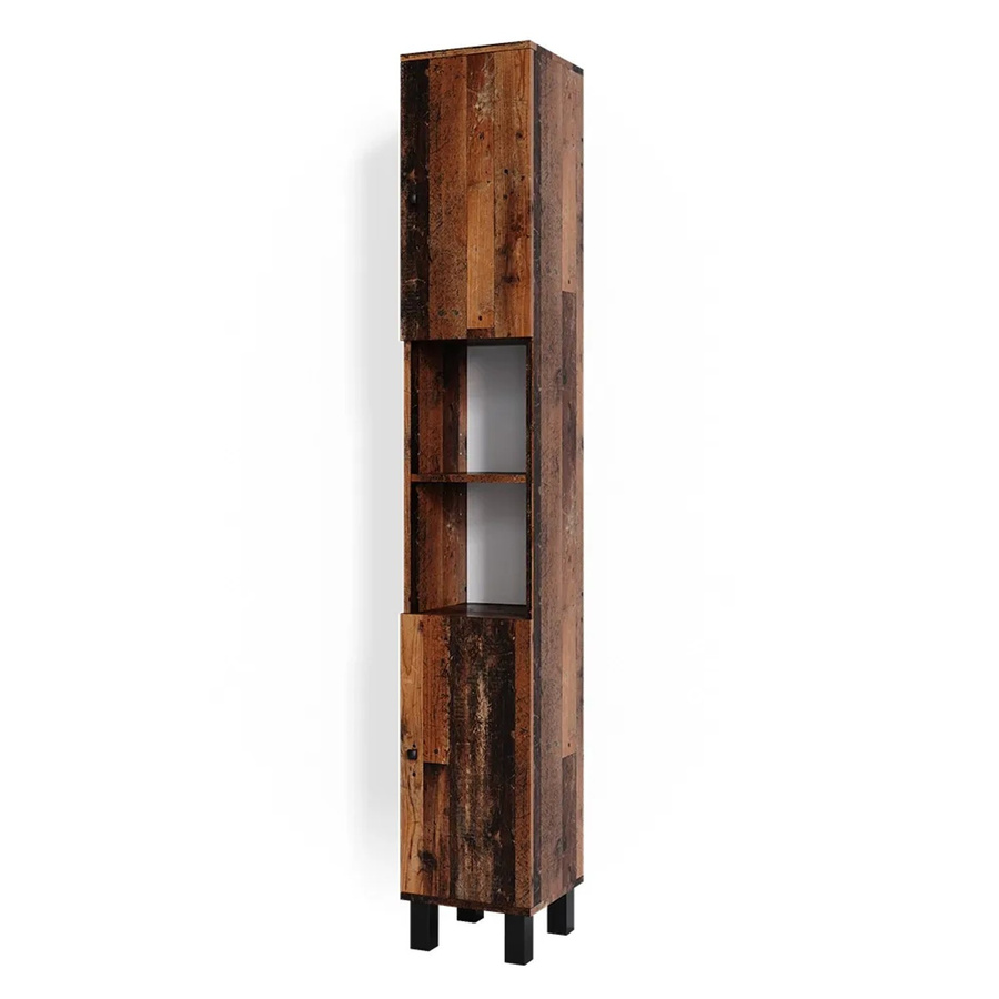 Vicco Badschrank Fynn Old Style Hochschrank Badezimmerschrank Eiche Rustikal Braun B: 30 cm, H: 190 cm - Bild 3