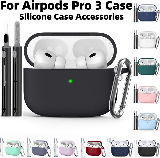 Weiche Silikonhülle für Apple AirPods Pro 3. Generation in Weiß inklusive Reinigungsset - Bild 1