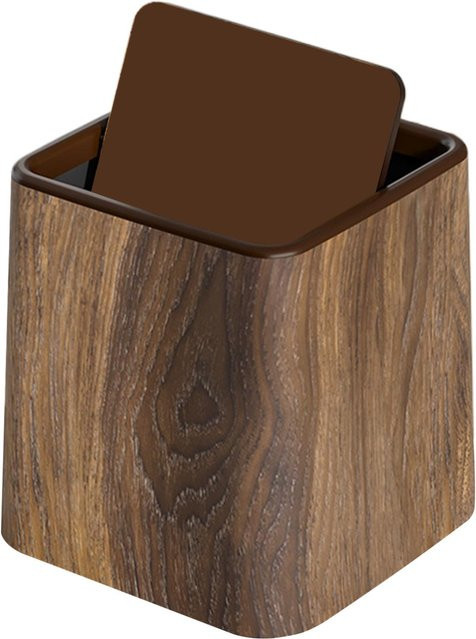 Mini-Desktop-Mülleimer aus Holz mit Deckel in Braun, B/T/H: 15,3 x 14,7 x 15,3 cm - Bild 1