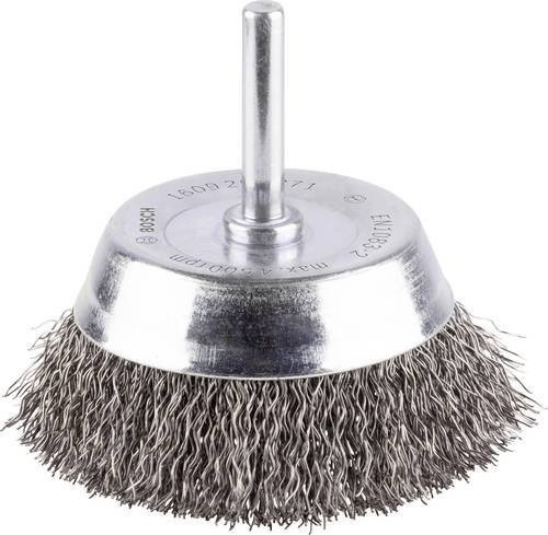 Bosch Topfbürste aus Stahl mit gewelltem Draht in Silber für Winkelschleifer, Durchmesser: 70 mm, Schaft-Ø: 6 mm - Bild 1