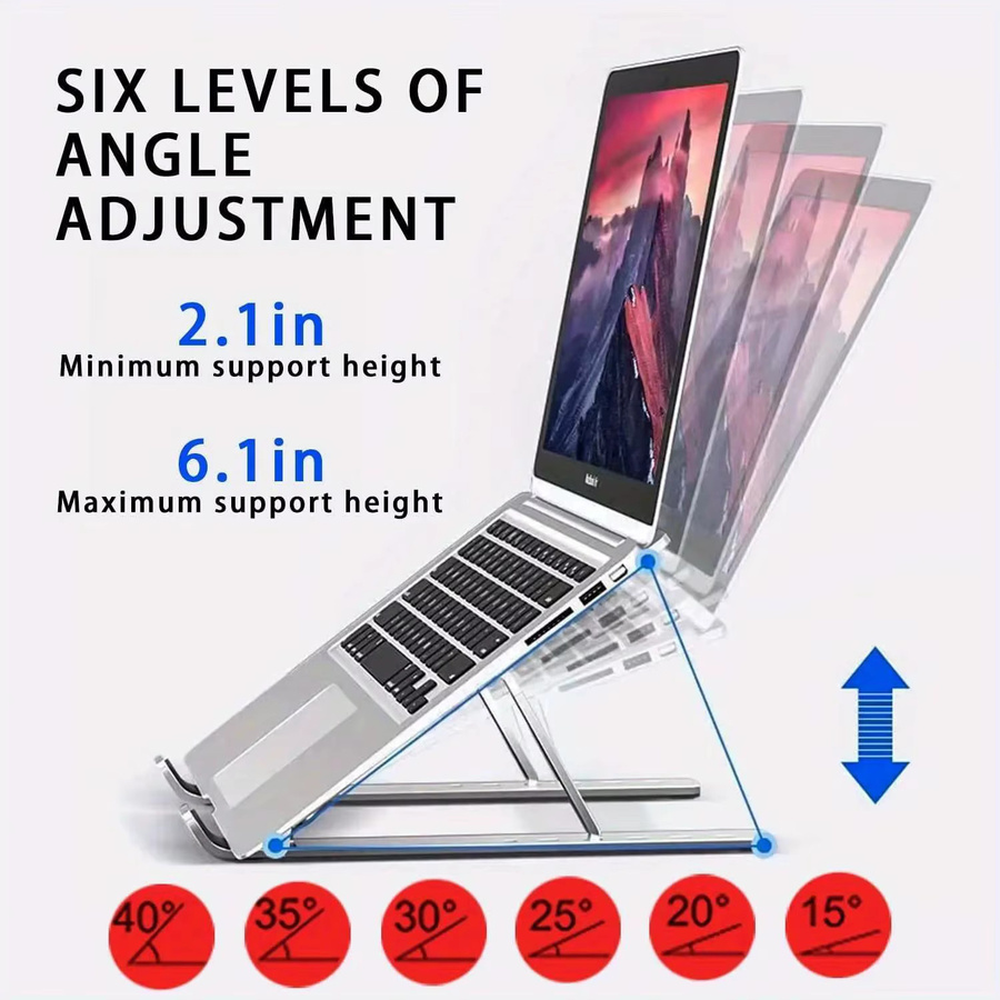Faltbarer Laptop-Ständer aus Aluminiumlegierung von BRYNTHORX als stabile Kühlbasis für Macbook, Notebook und Computer in Schwarz oder Silber - Bild 2