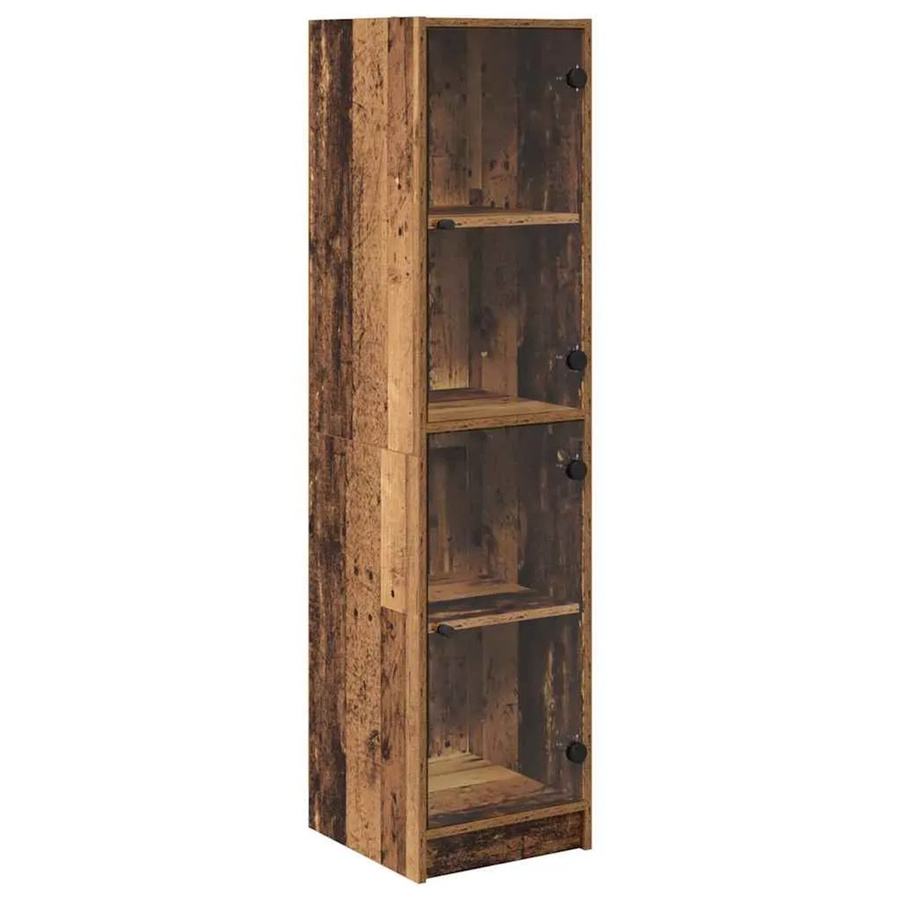 vidaXL Highboard Altholz in Braun mit Glastüren und Regalböden, B/T/H: 35 x 37 x 142 cm - Bild 2