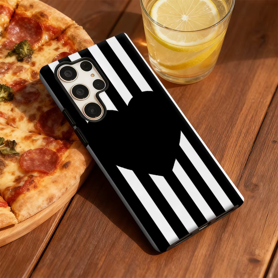 Stoßfeste doppellagige Handyhülle mit schwarz-weißem Herz-Streifen-Design für Samsung Galaxy S25 Ultra, S24 und S23 Ultra Plus - Bild 5