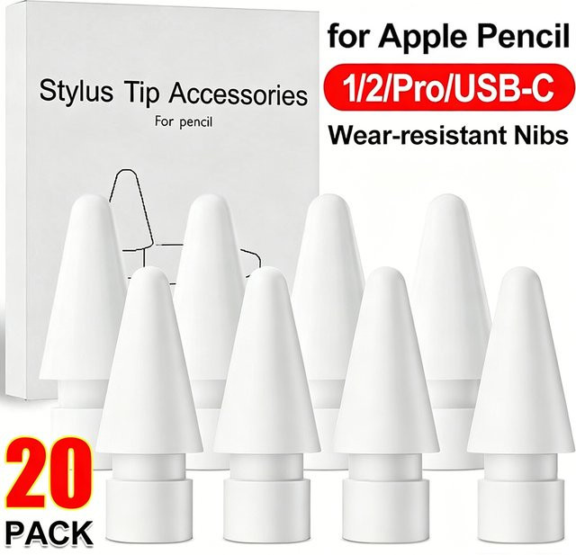 2H Verschleißfeste Ersatzspitzen für Apple Pencil 1., 2. Generation, USB-C und Pro in Weiß - Bild 1
