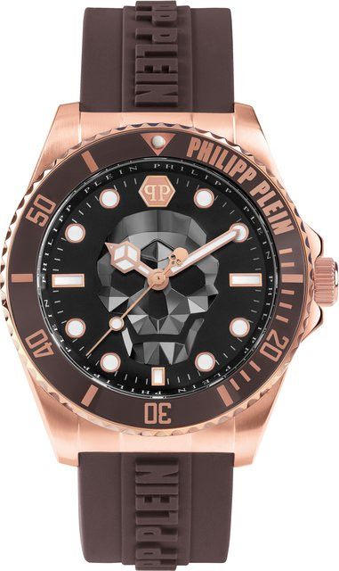 Philipp Plein Herrenuhr, Quarz, Edelstahl, 44 mm, Silikon, Schwarz, 10 ATM - Bild 1