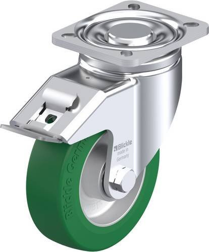 Blickle Lenkrolle LH-ALST 125K-1-FI mit Feststeller, silber, Rad-Durchmesser: 125 mm, Tragfähigkeit: 370 kg - Bild 1