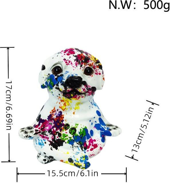 Yiran Furniture Bunte Yoga Hund Spardose aus Harz in Lila als moderne Kunst-Dekoration für Schreibtisch und Wohnzimmer - Bild 1