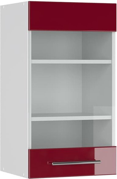 Vicco Küchen-Hängeglasschrank Fame-Line mit Soft-Close-Türen, Bordeaux Hochglanz/Weiß, Breite: 40 cm - Bild 1