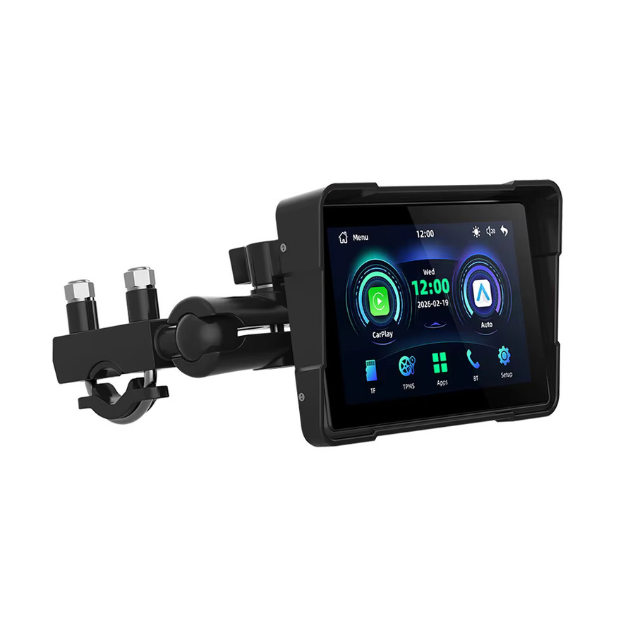 EKIY Tragbares Motorrad-Navigationsdisplay mit 5,0 Zoll CarPlay und Android Auto, Wireless Bluetooth, Wasserdicht mit TPMS, Schwarz - Bild 6