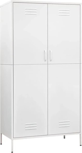 vidaXL Kleiderschrank aus Stahl in Weiß mit Regalböden und Kleiderstange, B/T/H: 90 x 50 x 180 cm - Bild 1