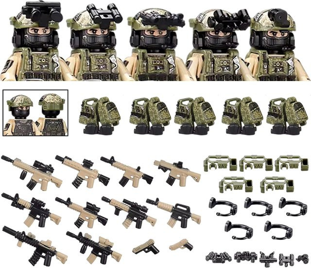 QUANGUAN US Special Air Service Militär Figuren Bausteine mit Kampfuniform und Waffen aus Kunststoff - Bild 1