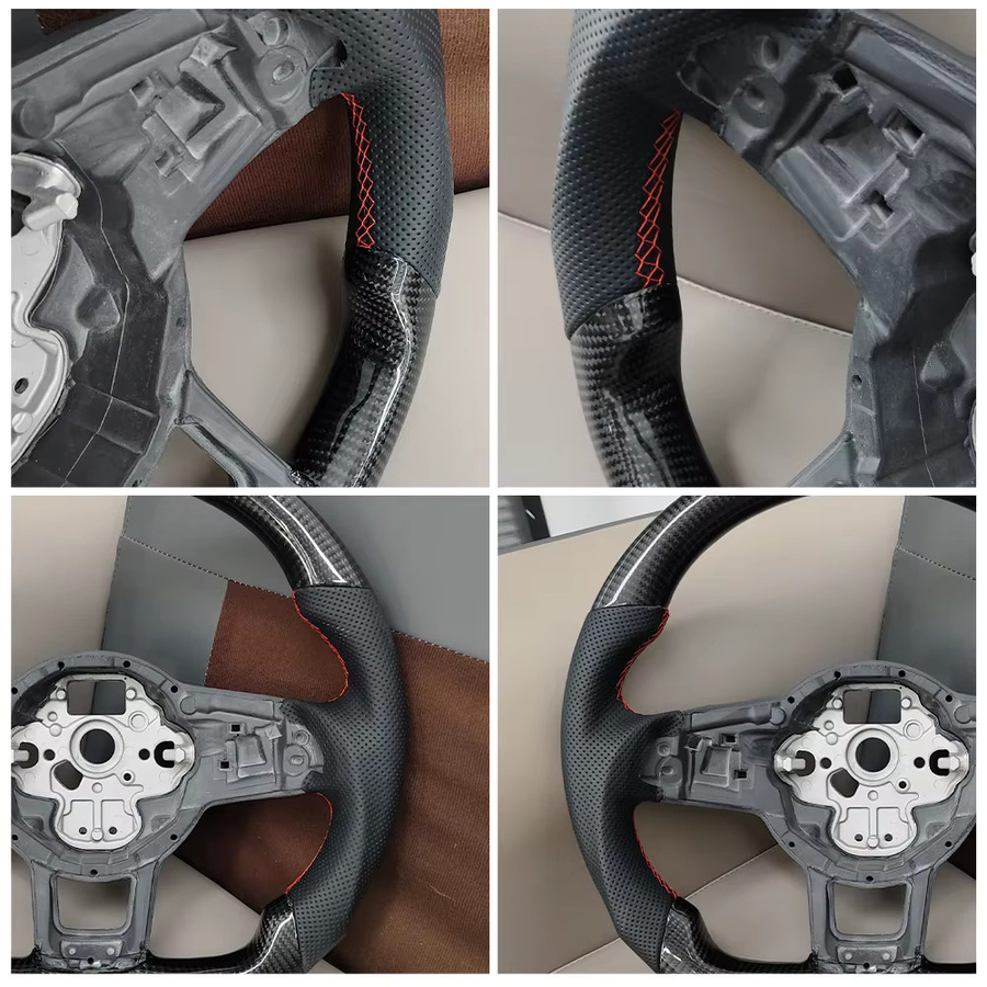 COIKA Lenkrad aus perforiertem Leder mit Carbon-Design für Volkswagen Golf 7 7.5 Rline GTI GTE GLI und Tiguan 2013-2019, Schwarz - Bild 4