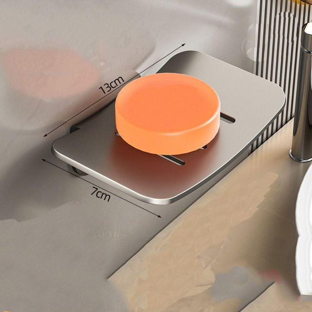 Wandmontierte Seifenschale aus Aluminium von Yiran Furniture mit Schwammfach und Ablaufsystem, Farbe: Orange, Silber, Schwarz, Grau, Weiß - Bild 1