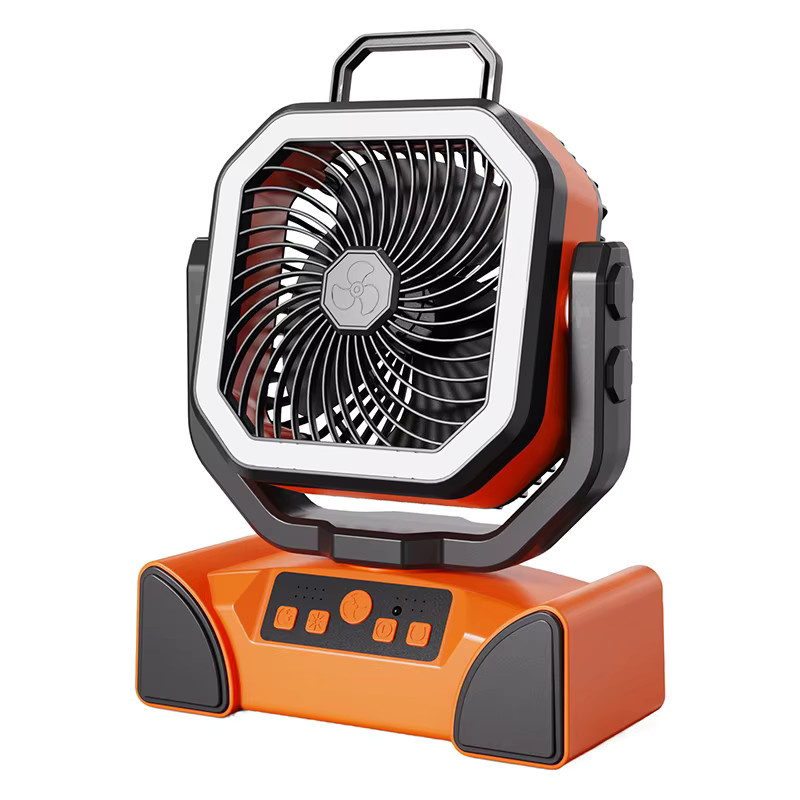 Raugee Campingventilator mit 40000mAh Akku, tragbarer USB-wiederaufladbarer Tischventilator und Deckenventilator mit LED-Licht und Fernbedienung, Schwarz/Orange - Bild 7