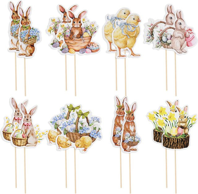 ZQNYCY Osterhase und Küken Cupcake Topper Set für Ostern und Kindergeburtstage, Mehrfarbig, aus Papier - Bild 1