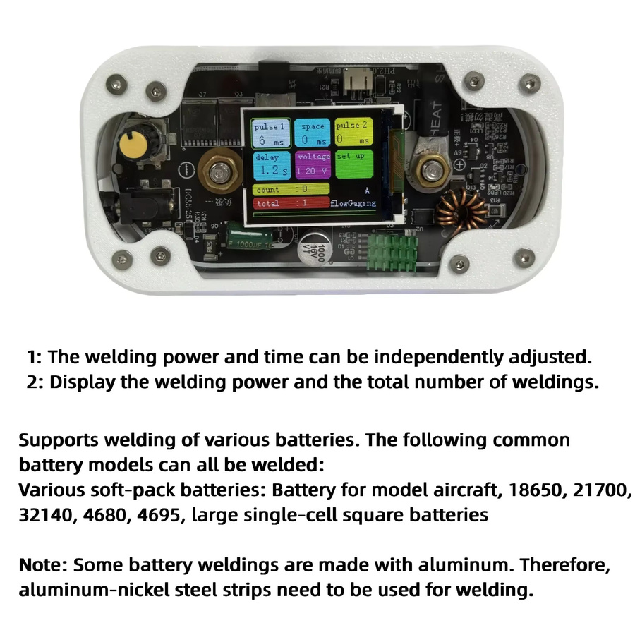 TESK Hochleistungs-Dual-Superkondensator-Batterie-Punktschweißgerät 2500 A 6 V in Weiß für 18650 21700 32140 Batterien und 0,1–0,4 mm Nickel DIY - Bild 2