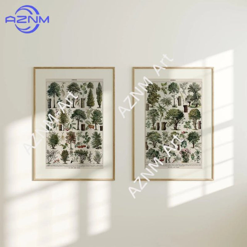 Larousse Vintage Botanische Wandkunst-Poster mit floralen Pflanzenarten-Illustrationen aus Papier, mehrfarbig - Bild 1