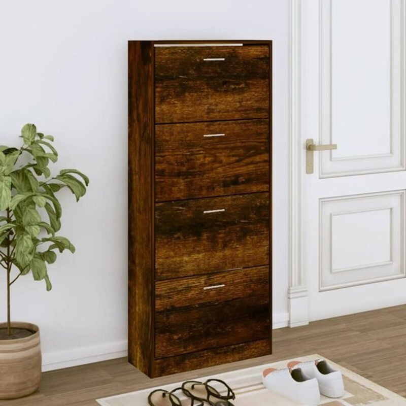 Schuhschrank vidaxl in Räuchereiche Braun aus Holzwerkstoff, Modern, B/T/H: 63 x 24 x 147 cm - Bild 1