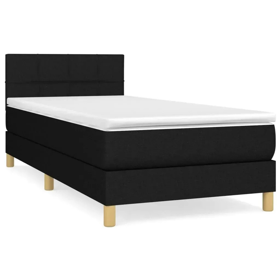 vidaXL Boxspringbett mit Matratze Hybrid-Design in Schwarz, B/T/H: 90 x 200 cm - Bild 2