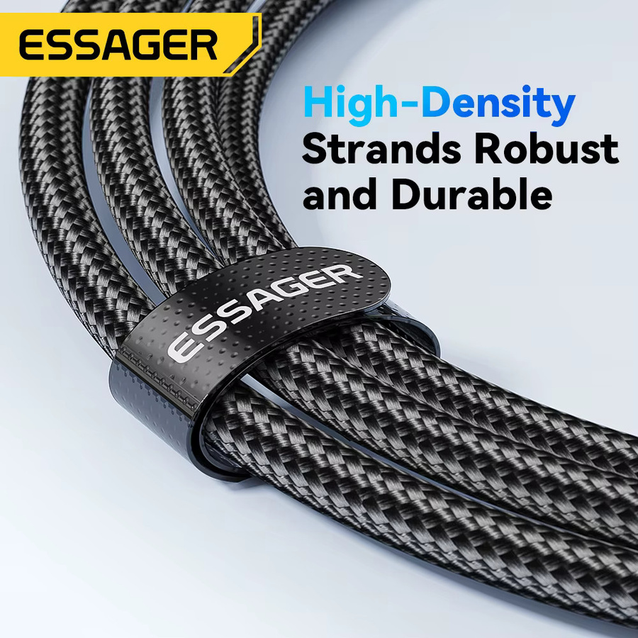 Essager USB-C Datenkabel mit Digitalanzeige 120W PD Super Flash Ladeleistung 6A in Schwarz oder Grau für Xiaomi, Redmi, POCO und iPhone 15 - Bild 5