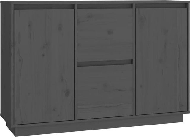 vidaXL Sideboard aus massivem Kiefernholz in Grau mit rustikaler Optik, B/T/H: 111 x 34 x 75 cm - Bild 1