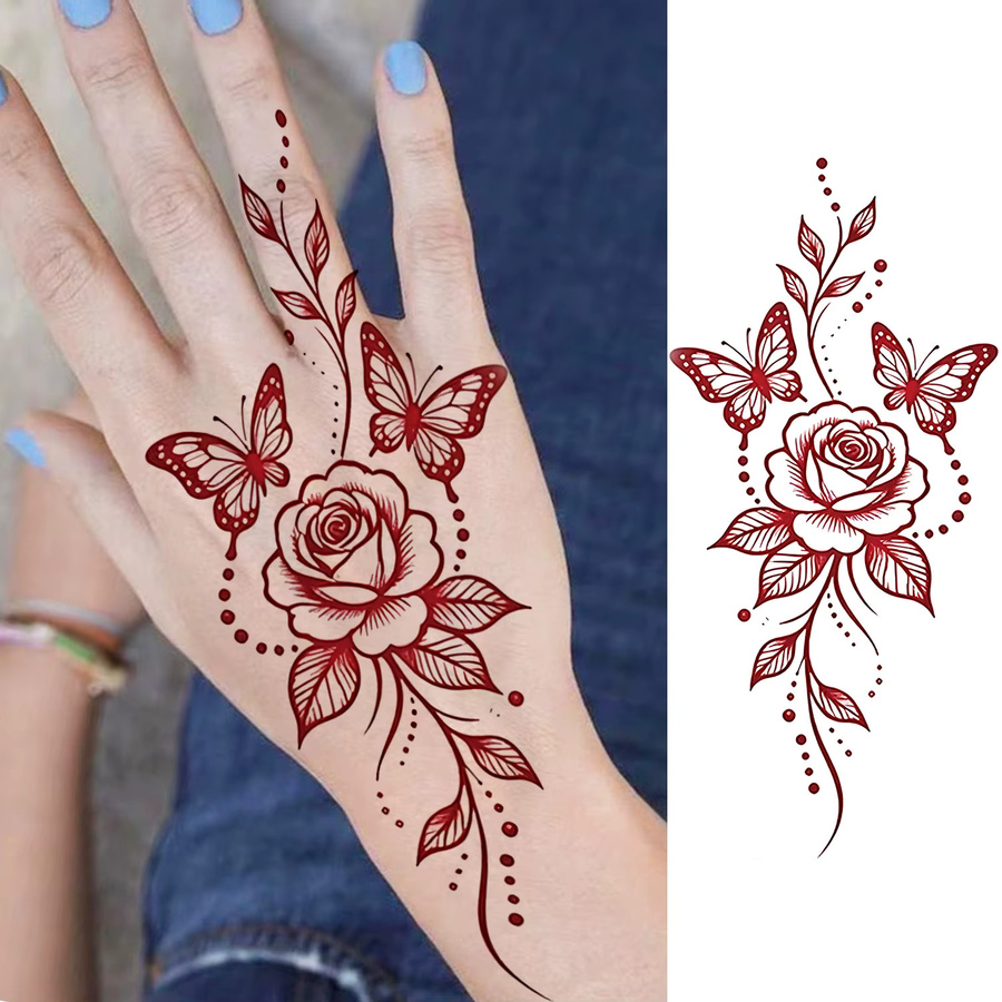 GoldOcean Temporäre Tattoos Schmetterlingsblumen und Halbmond, Damen - Bild 2