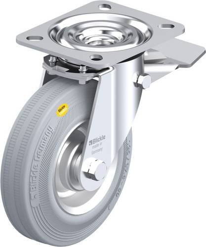 Blickle Lenkrolle L-RD 125R-ST-VLI mit Feststeller in Grau und Stahl, Rad-Durchmesser: 125 mm, Tragfähigkeit: 120 kg - Bild 1